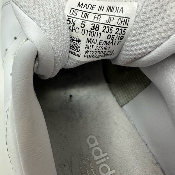 Adidas x Stan Smith Size 5.5 Sneakers White Lace Up Classic Leather‎ Casual Flat - Picture 7 of 9